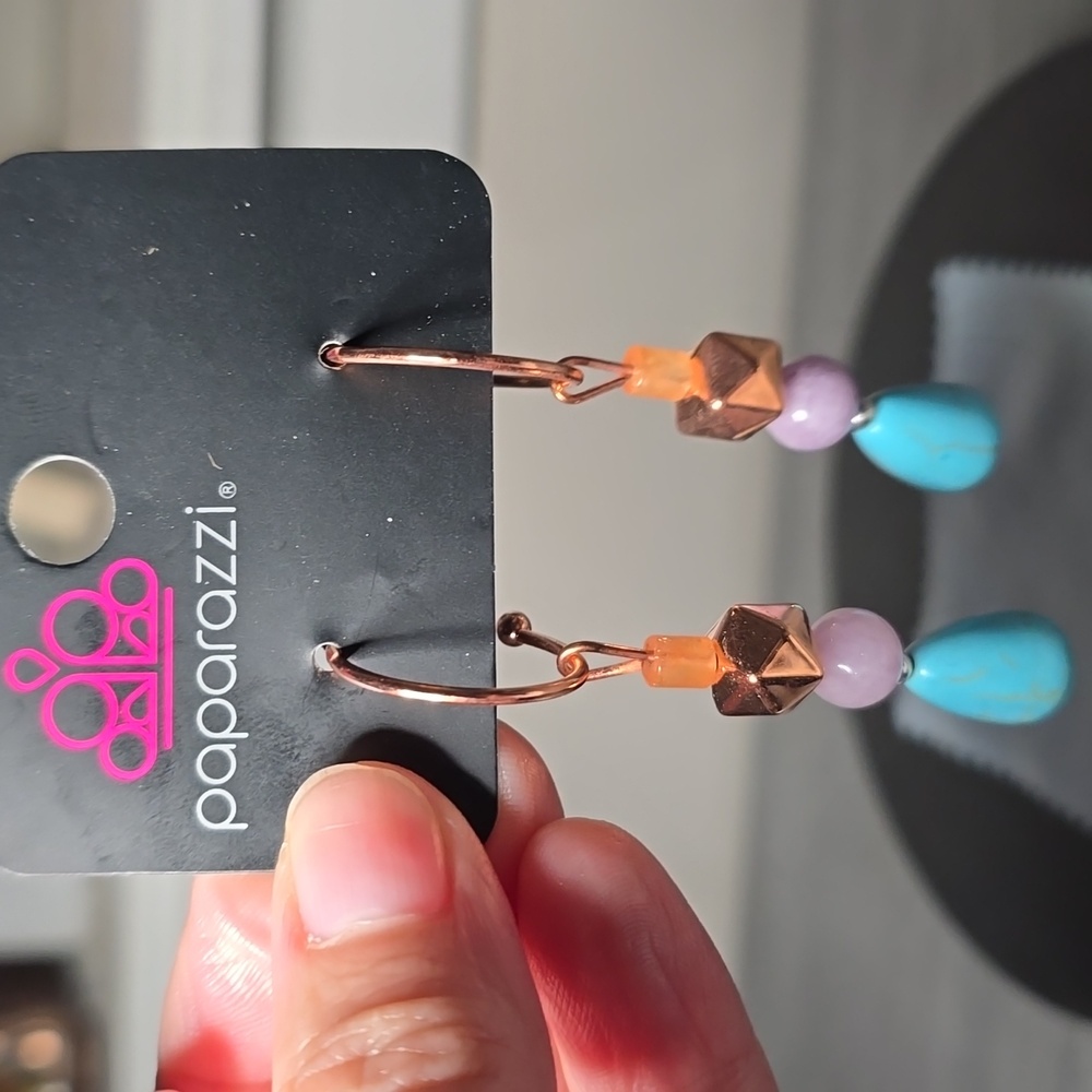 Paparazzi Vibrant Orange and Turquoise Earrings
